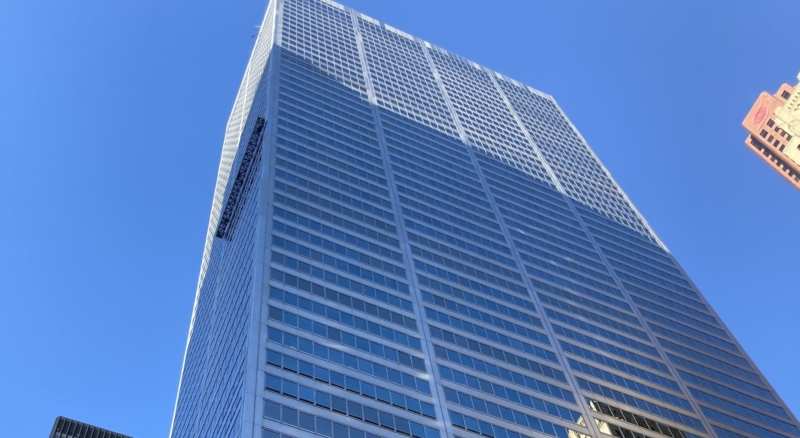Professional stage window cleaning services on Exchange Tower in downtown Toronto